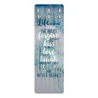 WANDGARDEROBE - Life is short Break the rules 34/105 cm - Blau, Holzwerkstoff (34/105/1.6cm) - Bilderwelten