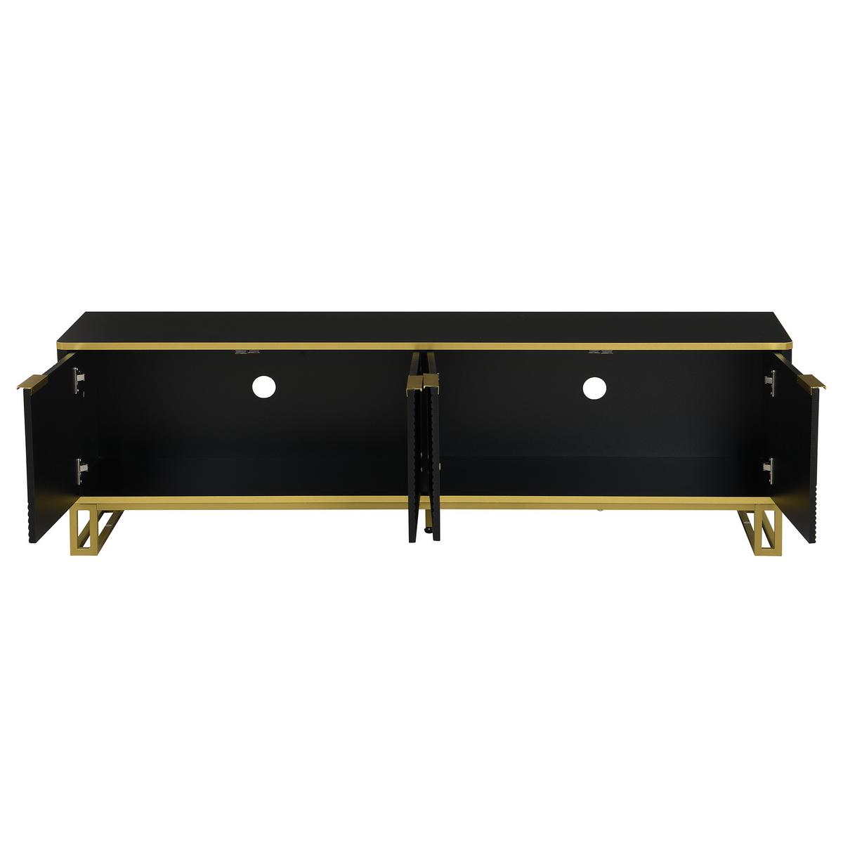 TV-LOWBOARD Schwarz & Gold mit 4 Türen Geometrisches Design 160cm - Schwarz, Holzwerkstoff (160/48/37.5cm) - Urban Meuble