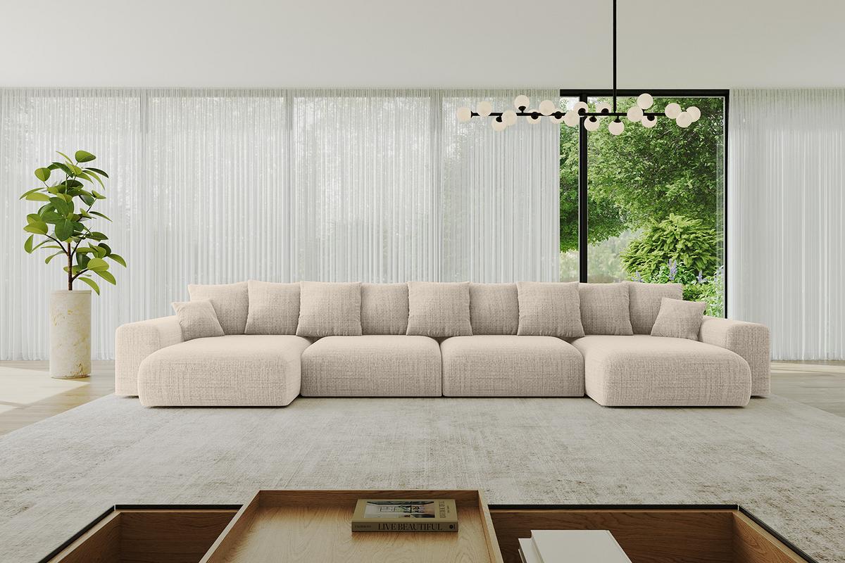 WOHNLANDSCHAFT mit Schlaffunktion ESKAR-U2-464x176x72cm Beige - Cappuccino, Holzwerkstoff/Kunststoff (176/72/464cm) - ALTDECOR