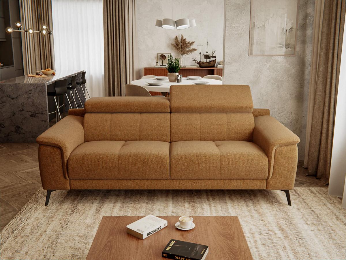 SOFA FIERO 3-Sitzer, orange - Schwarz/Orange, Holzwerkstoff/Textil (212/82/103cm) - Wozimo