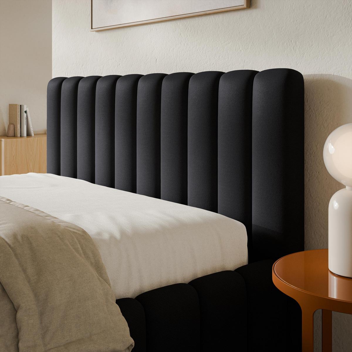 POLSTERBETT TEBA 120x200 cm mit Bettkästen - Schwarz - Schwarz, Holz/Textil (120/200cm) - MASSENO