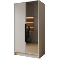 KLEIDERSCHRANK Mono Lux mit Speigel, Drehtüren mit Schwarze Metallgriffe, Kaschmir 102/200/51 cm - Kaschmir/Beige, Holzwerkstoff (102/200/51cm) - WFL GROUP