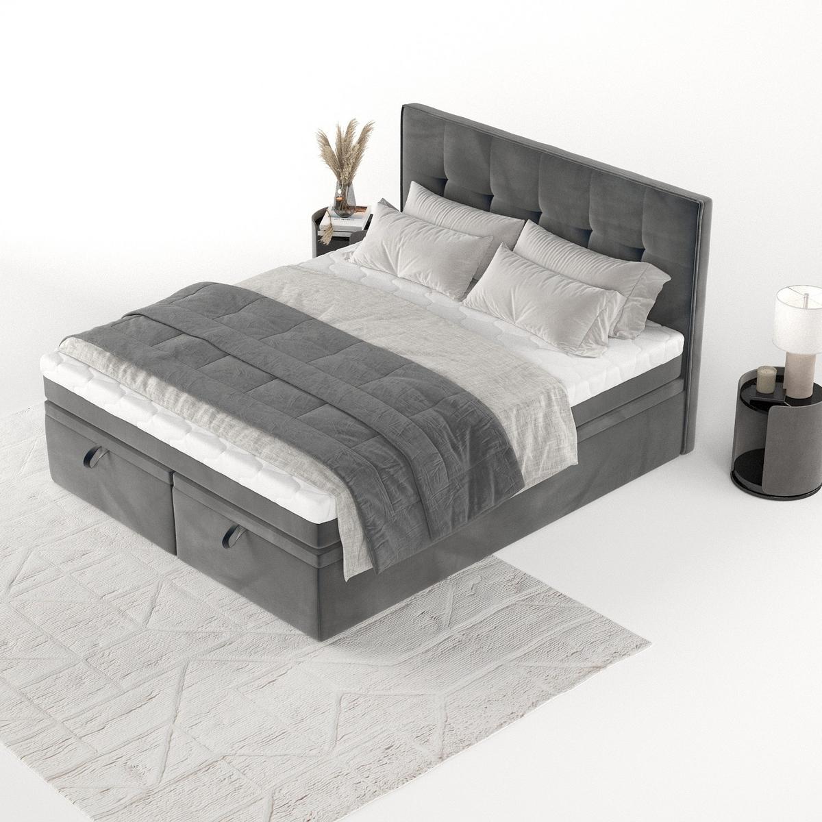 BOXBETT Arivo 200/200 cm Anthrazit im Paros Stoff - Anthrazit/Schwarz, Holz/Holzwerkstoff (200/200cm) - AltaBeds