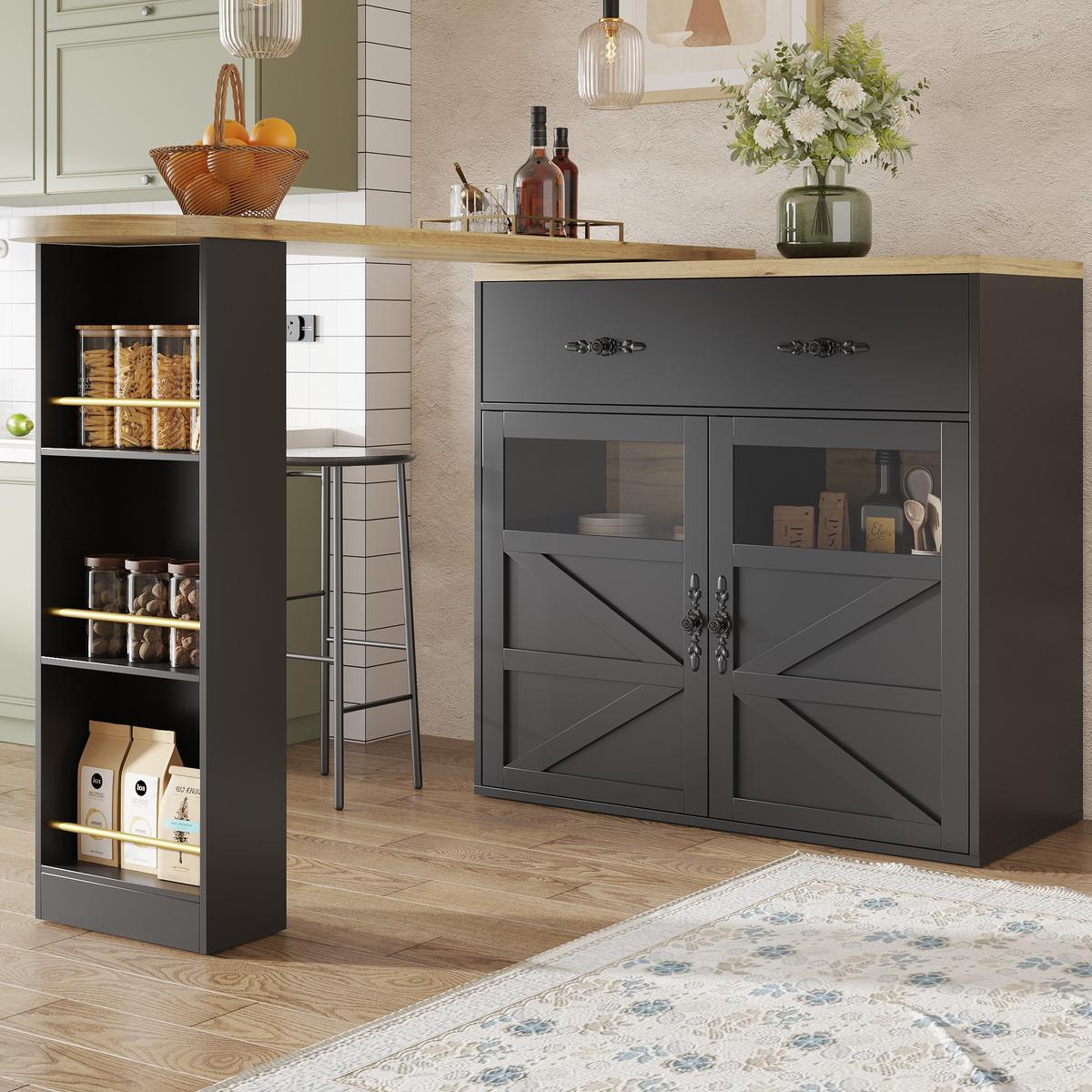 BARTISCH ausziehbarer mit Stauraum Schwarz - Schwarz, Holzwerkstoff (204/39/104cm) - Urban Meuble