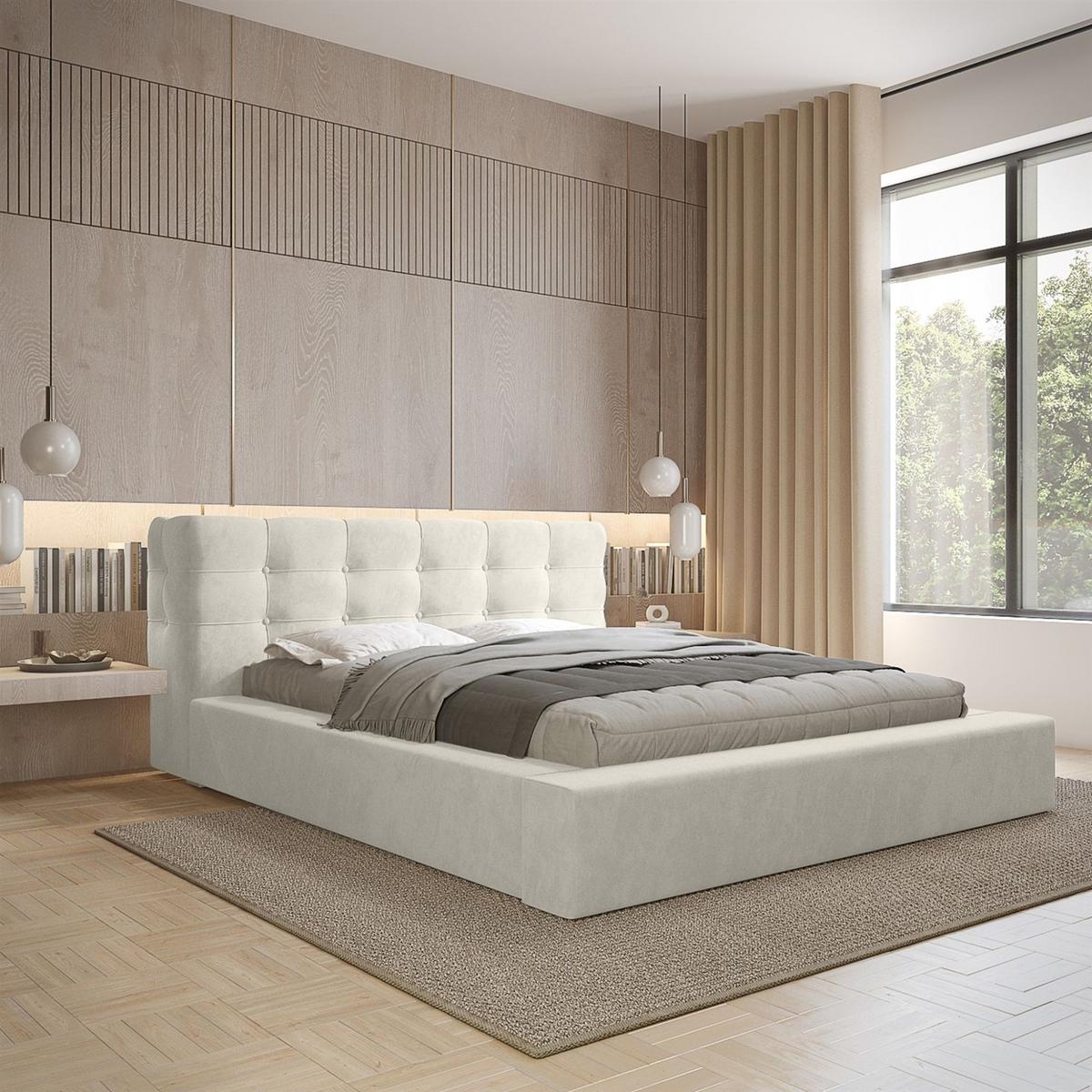 POLSTERBETT Antonio Stoff Ditra - Creme, Holzwerkstoff/Textil (140/200cm) - Fun Möbel