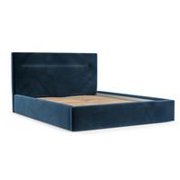 POLSTERBETT Liline 160/200 cm Dunkelblau im Kronos Stoff - Schwarz/Naturfarben, Holz/Holzwerkstoff (160/200cm) - AltaBeds
