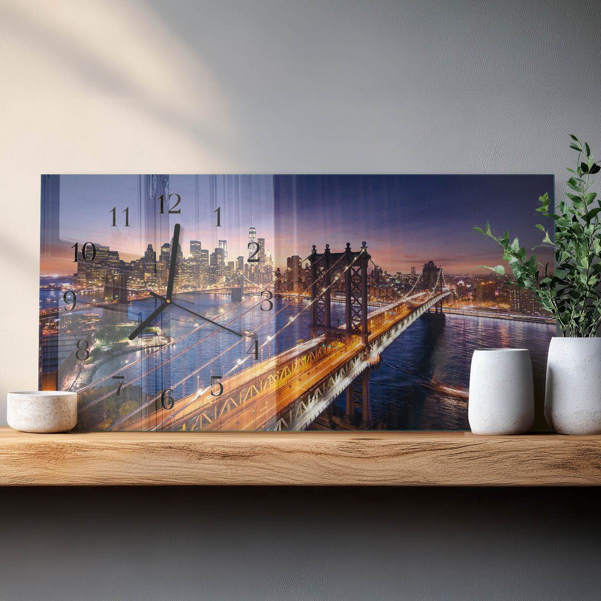 WANDUHR aus Glas 60x30 cm - New York - Lila, Glas (60/30/0.4cm) - TULUP