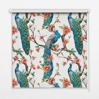 INNENROLLO - Fensterrollo - Rollo - 70x140 cm - Pfau auf einem Ast - Blau, Kunststoff (70/140/0.5cm) - TULUP