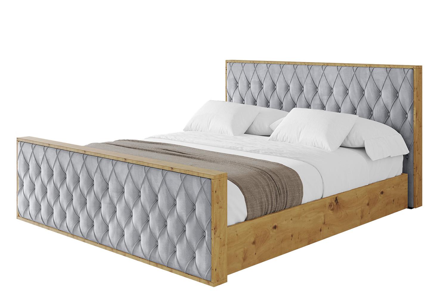 POLSTERBETT mit Bettkasten, Fußteil und Lattenrost, Boxbett ohne Matratze - ENZO5-Z 160x200 Hellgrau - Hellgrau, Holzwerkstoff/Textil (160/200cm) - ALTDECOR