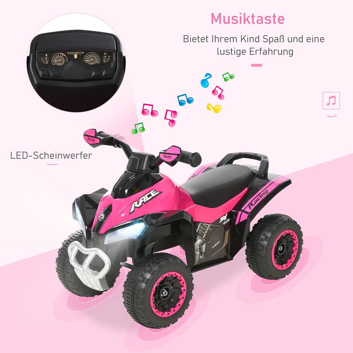 RUTSCHAUTO Kinder Tretauto Kinderauto mit Füßen rutschen Licht Musik Rosa - Rosa, Metall (67/5/38cm) - HOMCOM