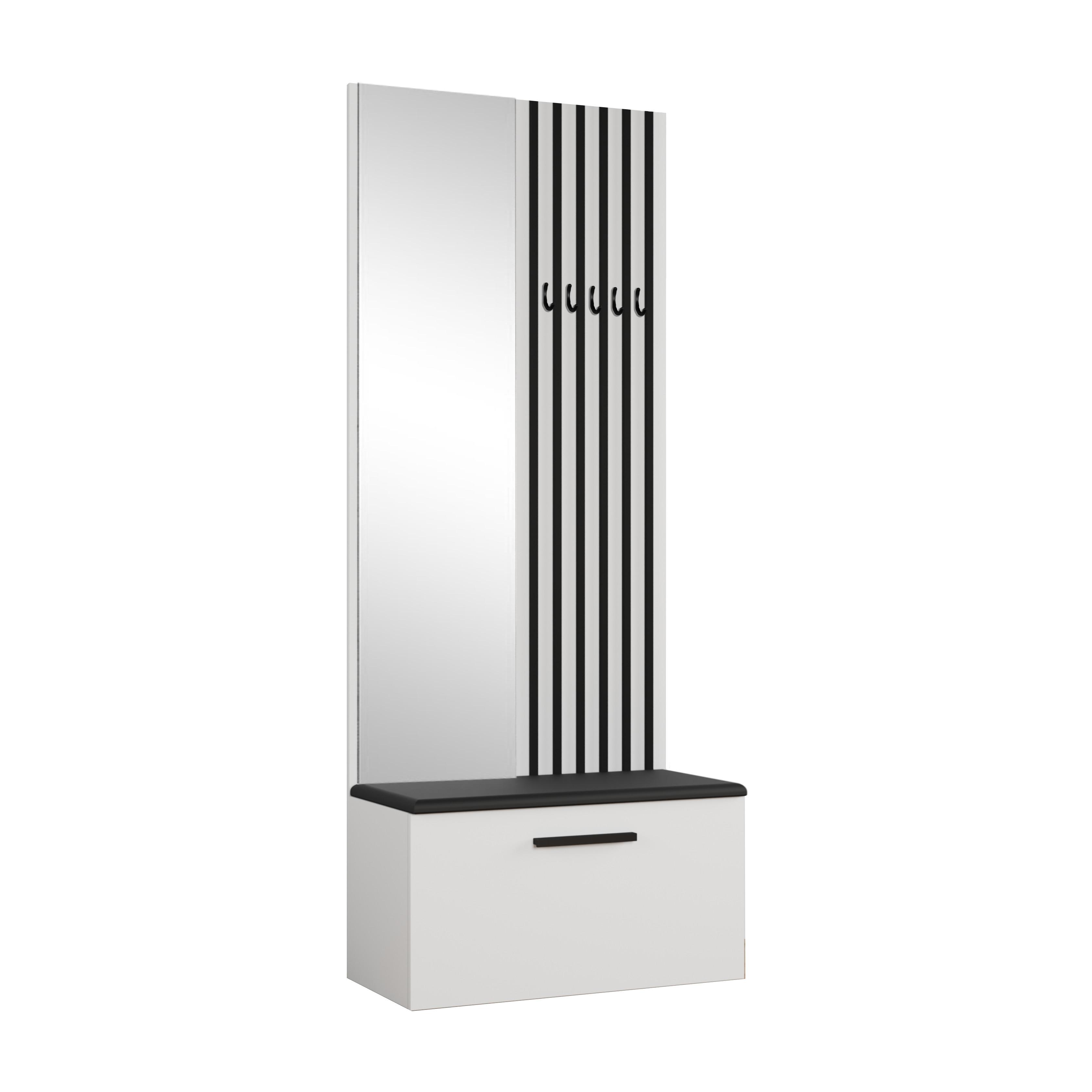 GARDEROBENSCHRANK Rosanno II Weiß 80,6/204/40 cm – Modern, mit Spiegel und Kleiderhaken - Weiß, Holzwerkstoff/Kunststoff (80.7/204/40cm) - AX Living
