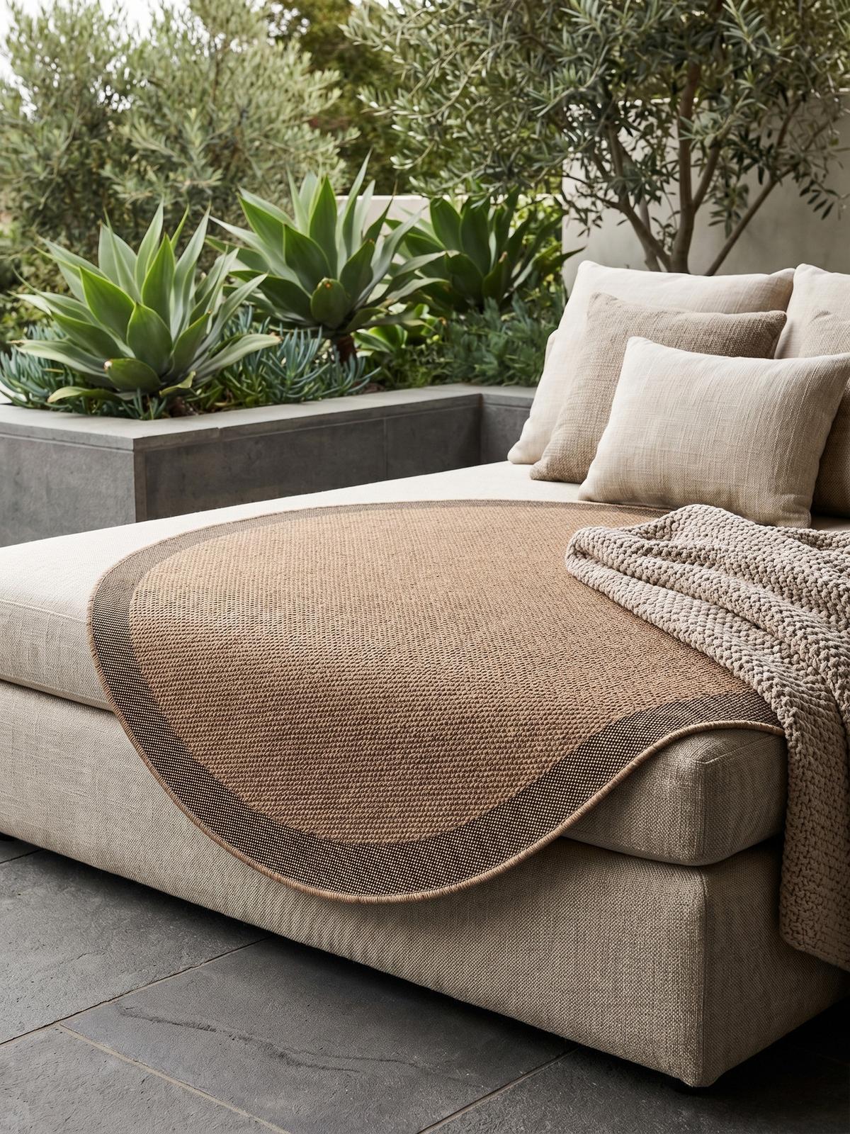 TEPPICH Outdoor ARLBERG in Beige, in Jute-Optik, aus Polypropylen, Ø 80 cm - Beige, Textil (80/80cm) - KADIMA DESIGN