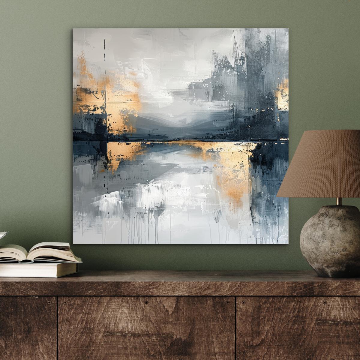 METALLBILD Kunst - Grau - Gold - Abstrakt 50x50 cm - Dunkelgrau, Metall (50/50cm) - MuchoWow