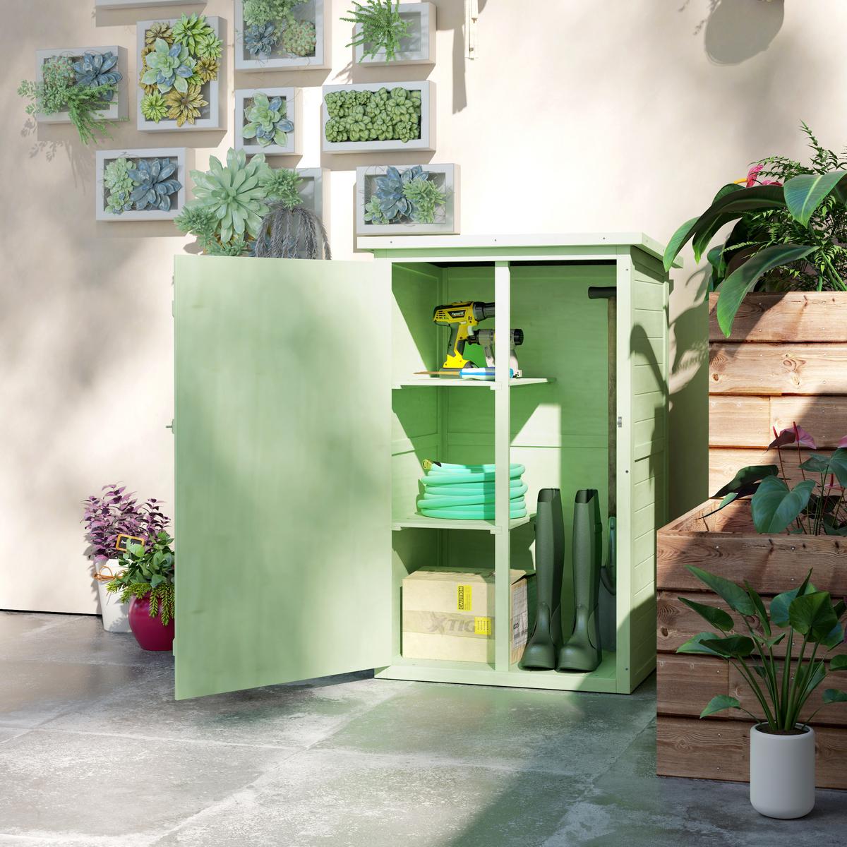 GERÄTESCHUPPEN Tannenholz Grün - Grün, Holz (56/115/75cm) - Outsunny