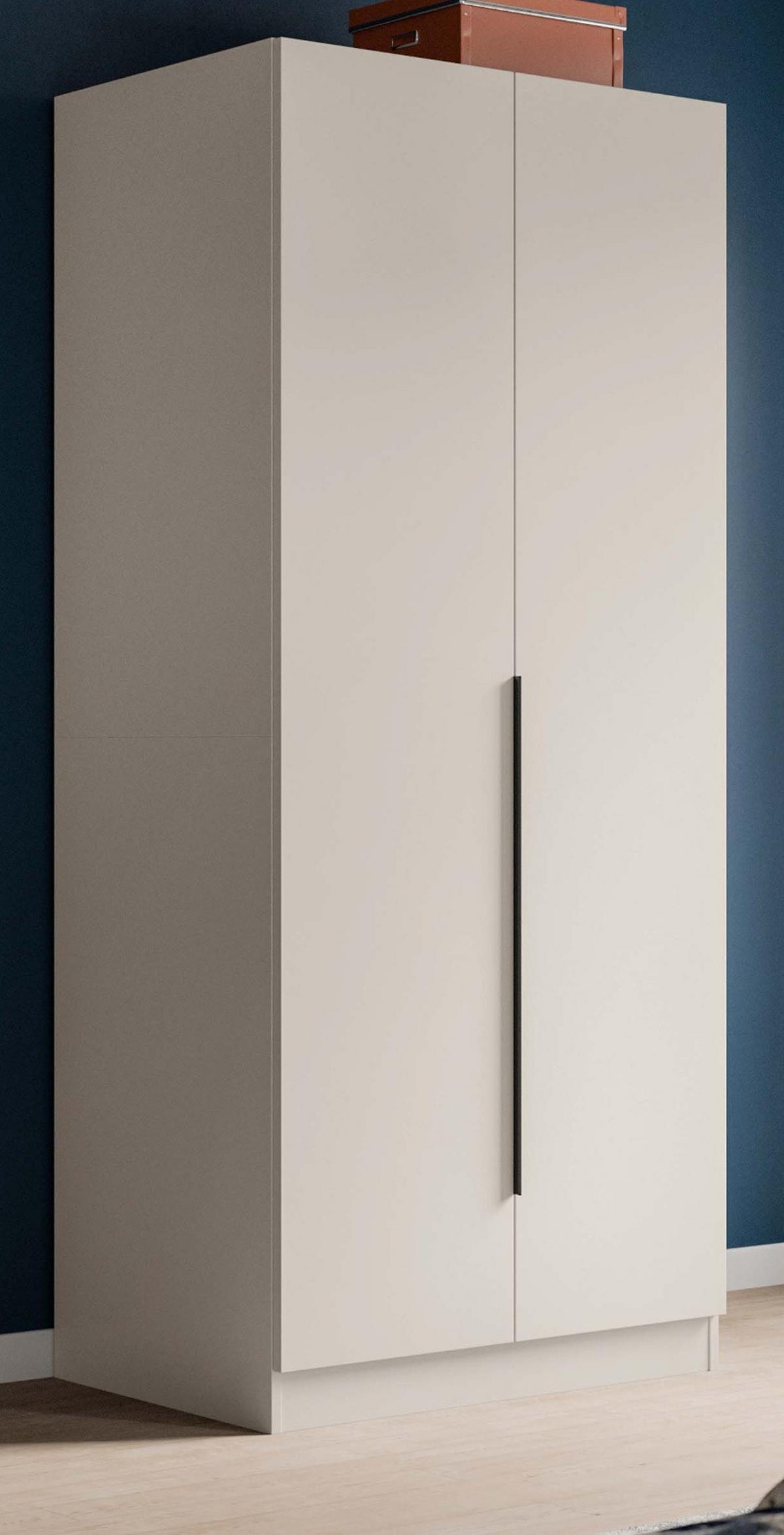 KLEIDERSCHRANK kaschmir 80 x 181 cm, Drehtürenschrank 2-türig mit Einlegeböden - Kaschmir/Schwarz, Holzwerkstoff/Kunststoff (80/181/52cm) - Inn.Furn