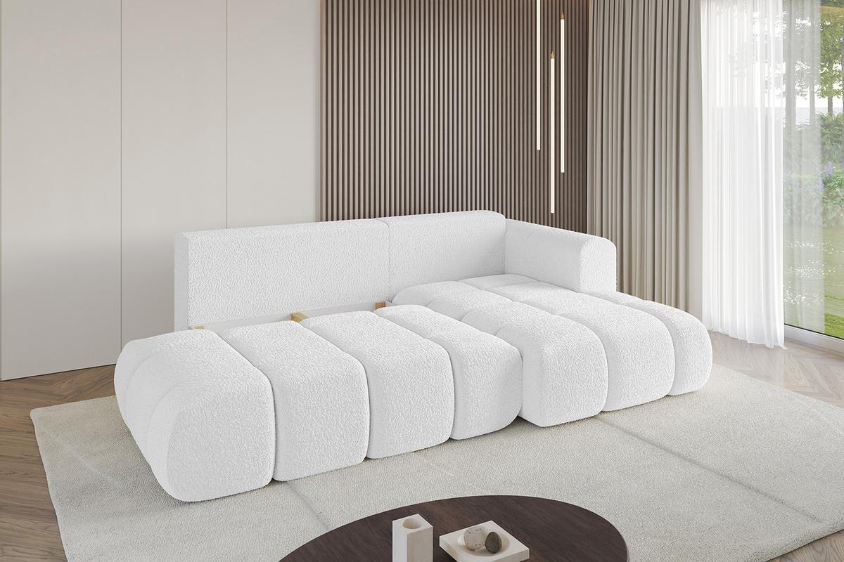 ECKSOFA Ottomane Rechts CLOUD-L-v1 280x185x90 Weiß Bouclé - Weiß, Holzwerkstoff/Kunststoff (185/280cm) - ALTDECOR