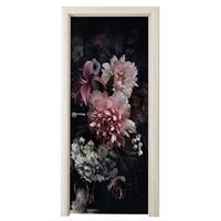 TÜRAUFKLEBER Selbstklebend - Blumen - Vintage - Pastell - Rosa - Weiß 85x205 cm - Türtapete - Altrosa, Kunststoff (85/205cm) - MuchoWow