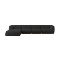 ECKSOFA Ottomane Links MIRA-L3 409x179x70 Schwarz Velours - Anthrazit/Schwarz, Holzwerkstoff/Kunststoff (409/179cm) - ALTDECOR