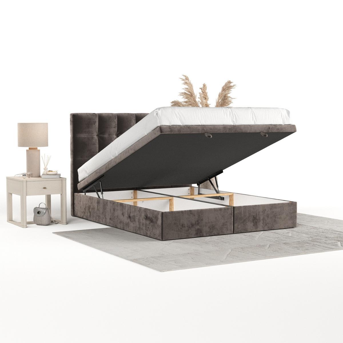 POLSTERBETT Guam mit Stauraum 120/200 cm Braun im Lotta Stoff - Schwarz/Braun, Holz/Holzwerkstoff (120/200cm) - AltaBeds
