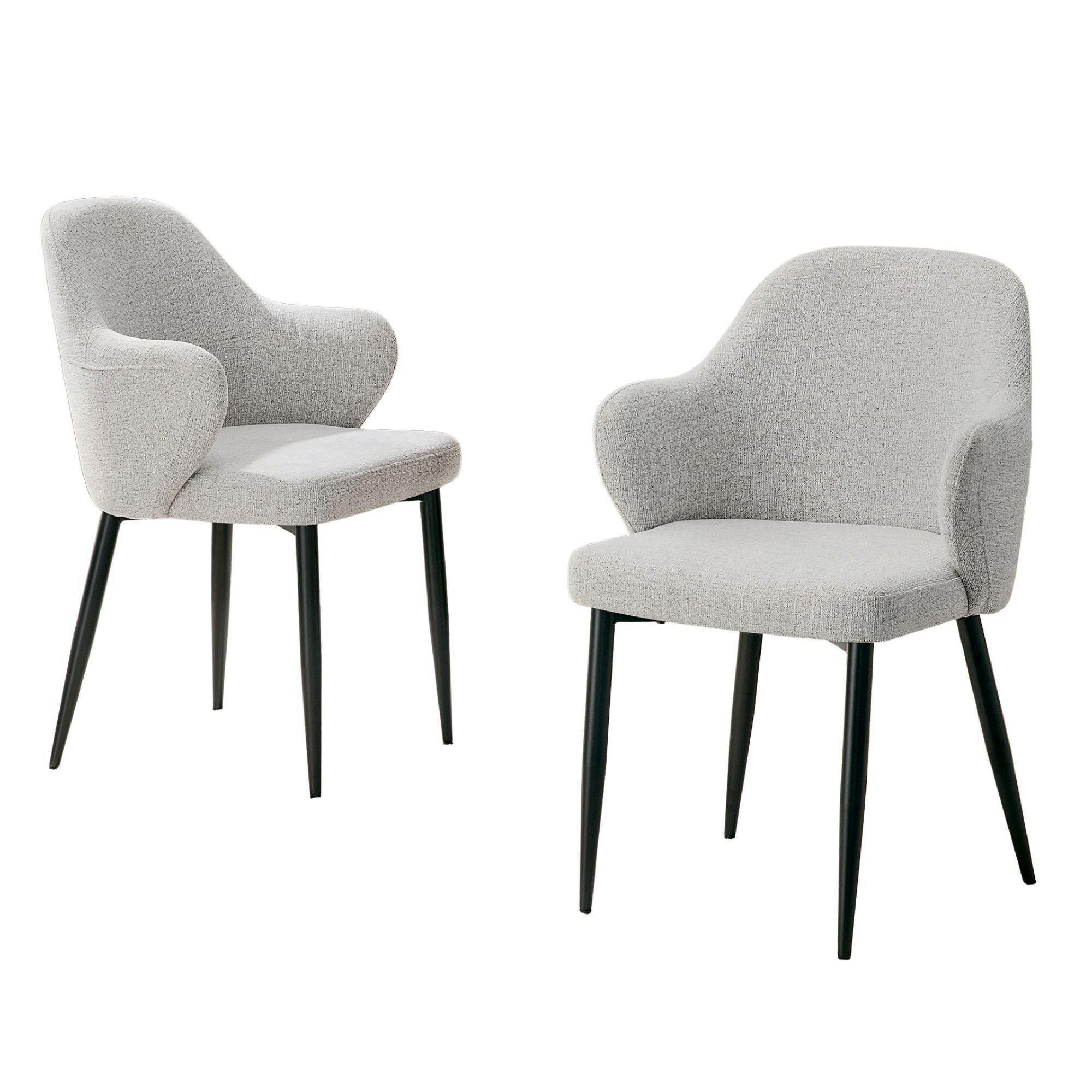 ESSZIMMERSTÜHLE 2er Set Stoff Hellgrau Umschließende Lehne Metallgestell - Hellgrau, Textil (53/83/56.5cm) - Urban Meuble