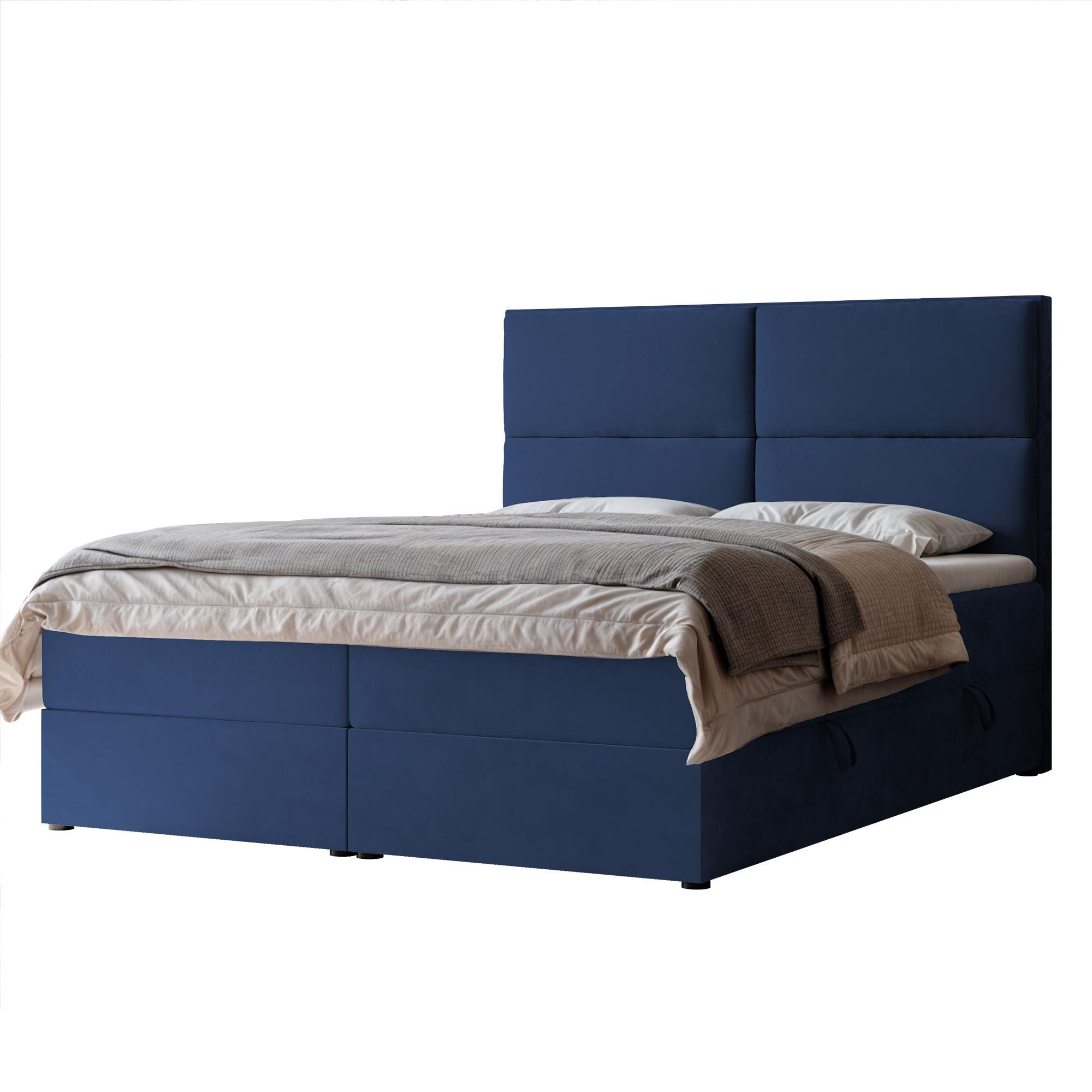 BOXBETT 120x200 cm mit Topper - Blau, Holzwerkstoff/Textil (140/200cm) - Idohome