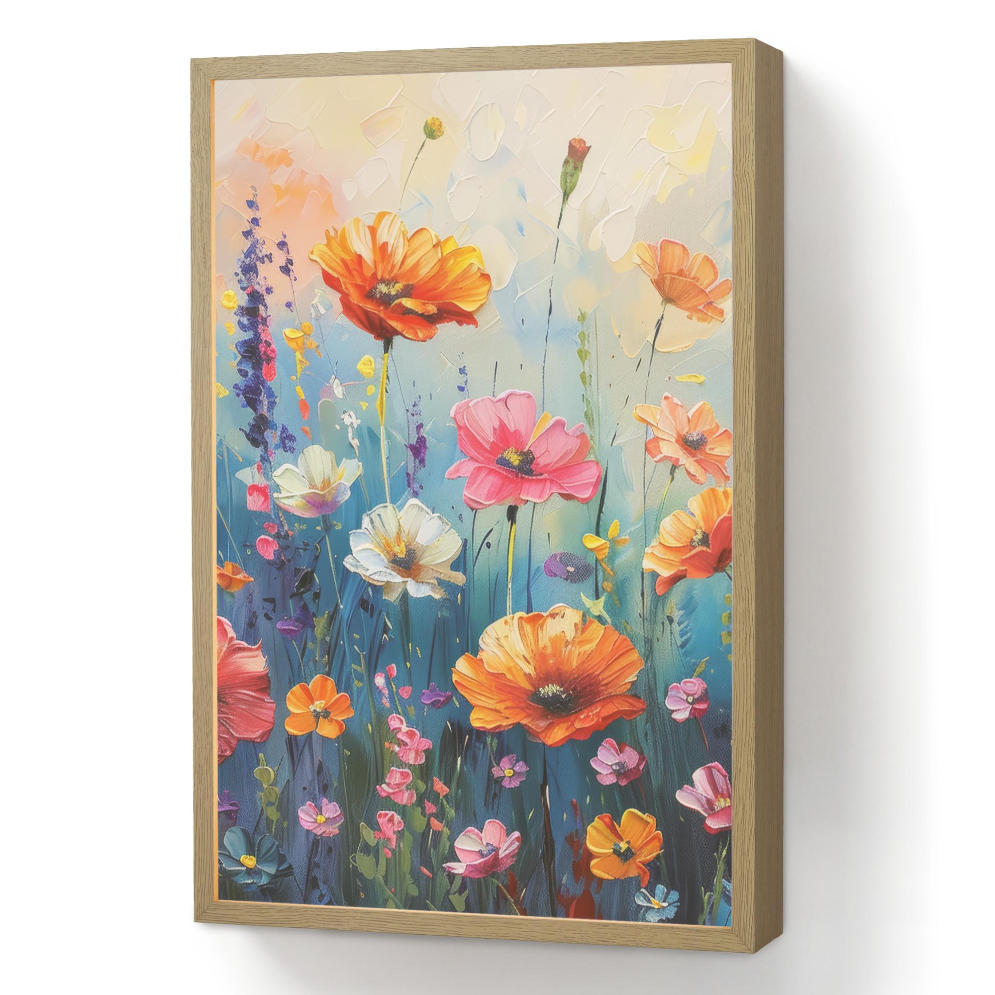 WANDLEUCHTE MIT AKKU Blumen - Natur - Aquarell - Kunst 40x60 cm - Multicolor, Holzwerkstoff (40/60/8cm) - OnlyWow