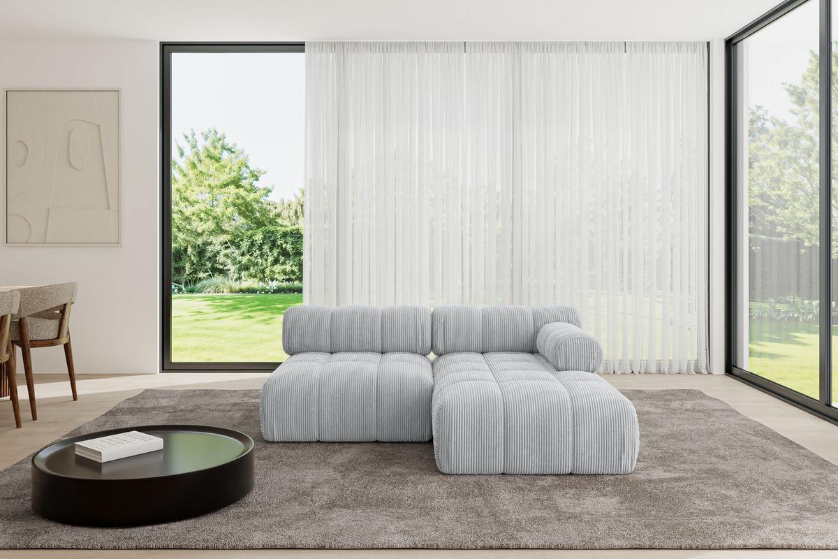 ECKSOFA modulares Sofa Razon-L1 - 190x160x70 cm Grau Cord - Grau, Holzwerkstoff/Textil (190/160cm) - ALTDECOR