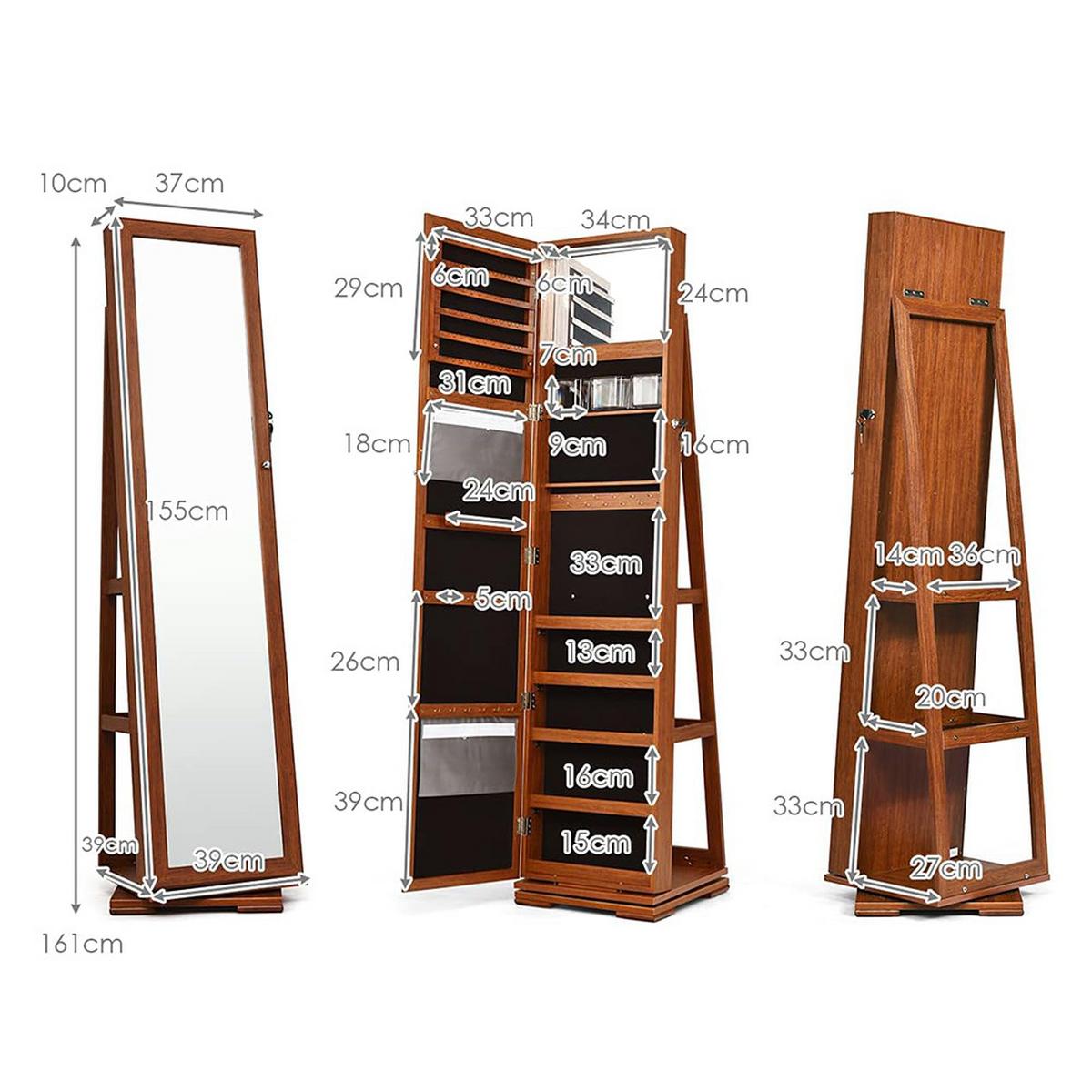 SCHMUCKSCHRANK 2 in 1 Leiterregal Braun - Braun, Holz (39/161/39cm) - COSTWAY