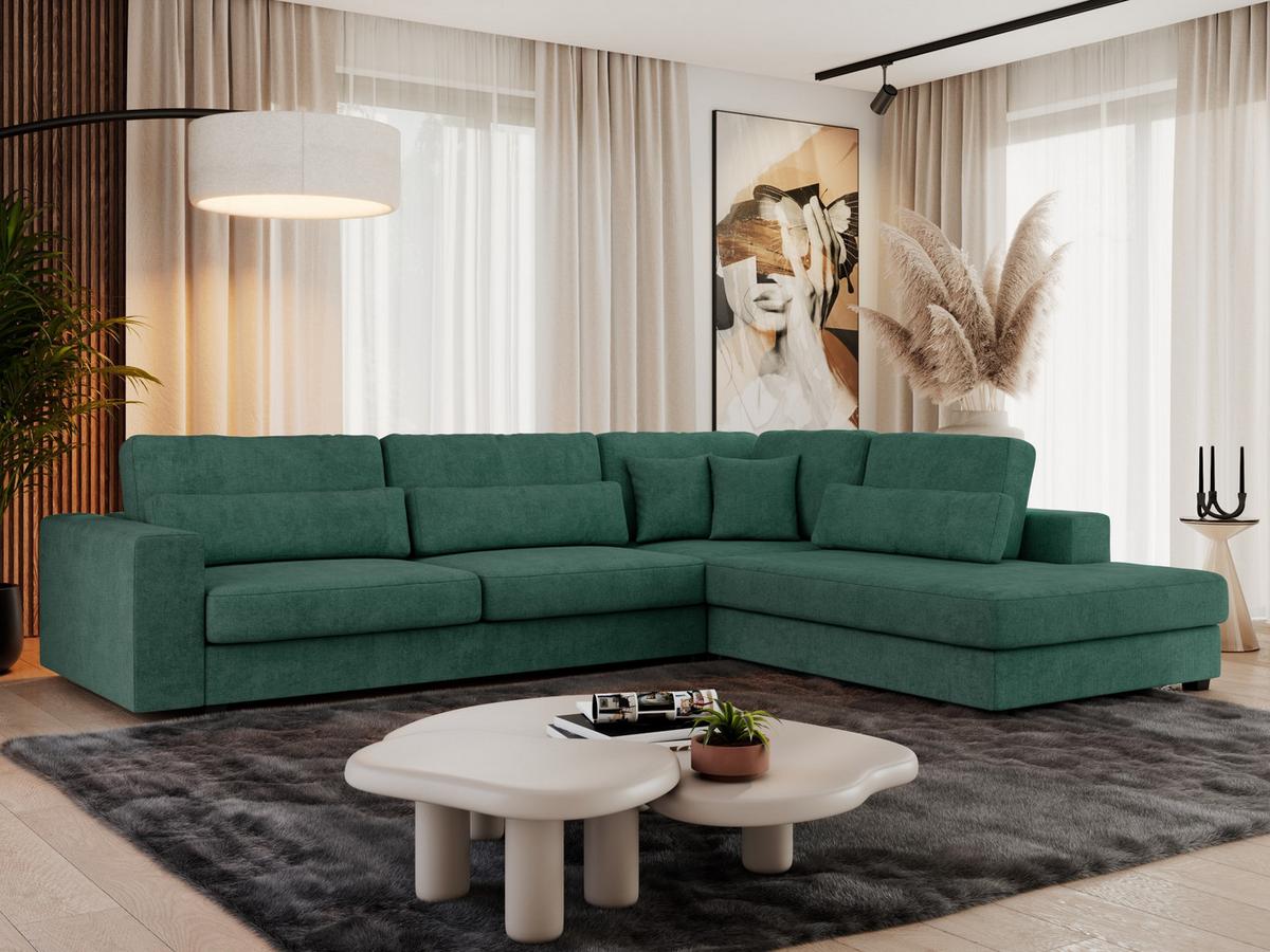 ECKSOFA Savona Grün Strukture - rechts - Schwarz/Grün, Kunststoff/Textil (249/316cm) - MKS