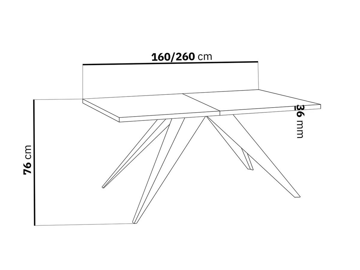ESSTISCH Vance rechteckig ausziehbar, Lancelot Eiche 160-260/90/76 cm - Eichefarben/Schwarz, Holzwerkstoff/Metall (90/260/76cm) - WFL GROUP