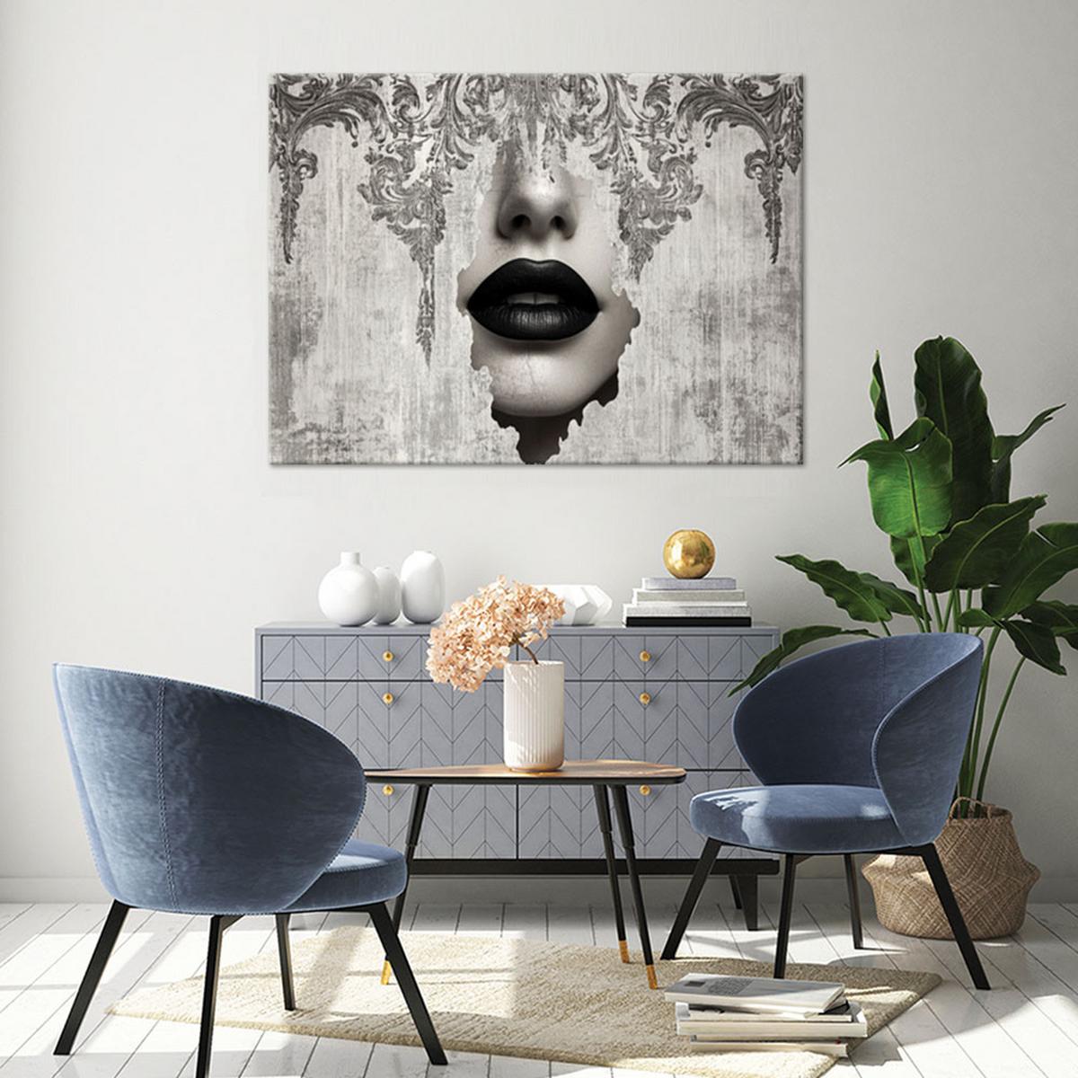 WANDBILD frauengesicht abstraktion - Grau, Textil (60/40cm) - Feeby