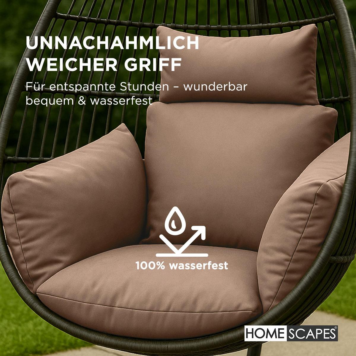 HÄNGESESSEL-KISSEN wetterfest mit Kopfstütze - Beige, Textil (110/15/112cm) - Homescapes