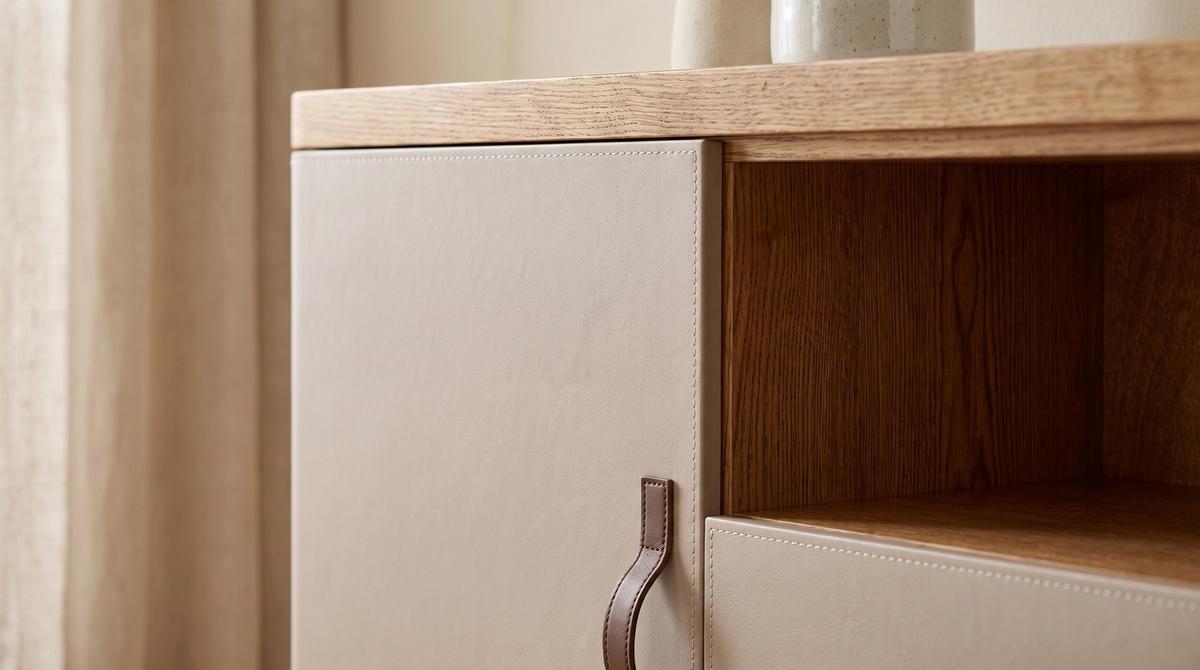 SIDEBOARD FLORIANA Weiß Eiche - Creme, Textil (160/200cm) - KAWOLA