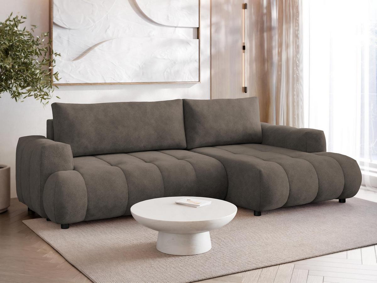 ECKSOFA Haiti, Seite: Rechts 2R+LC - Schwarz/Braun, Holz/Textil (276/156cm) - MIRJAN24