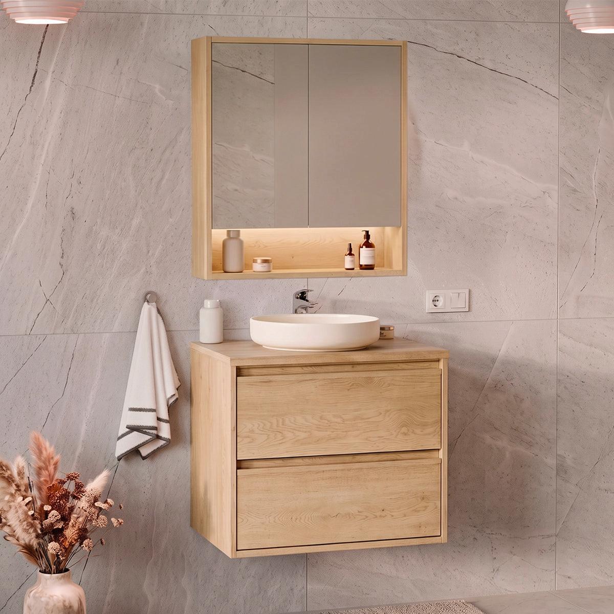 BADMÖBEL 60cm Edmé 2er-Set Holz - Braun, Holzwerkstoff (60/52.2/46cm) - Petits-meubles
