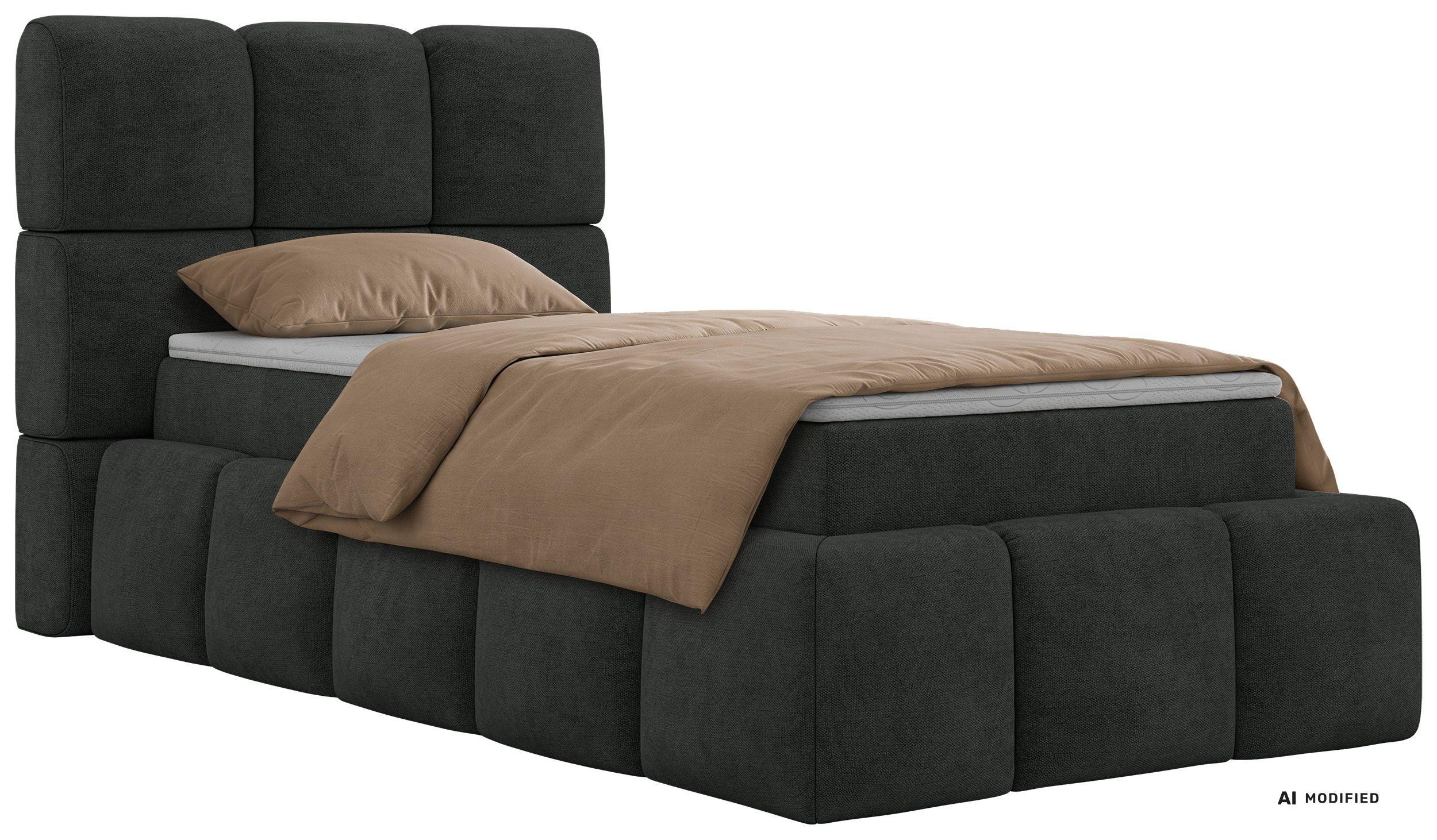 BOXBETT NIRA 90/200 - Dunkelgrau Stukture - Topper T25 - H4 - Dunkelgrau/Schwarz, Kunststoff/Textil (90/200cm) - MKS