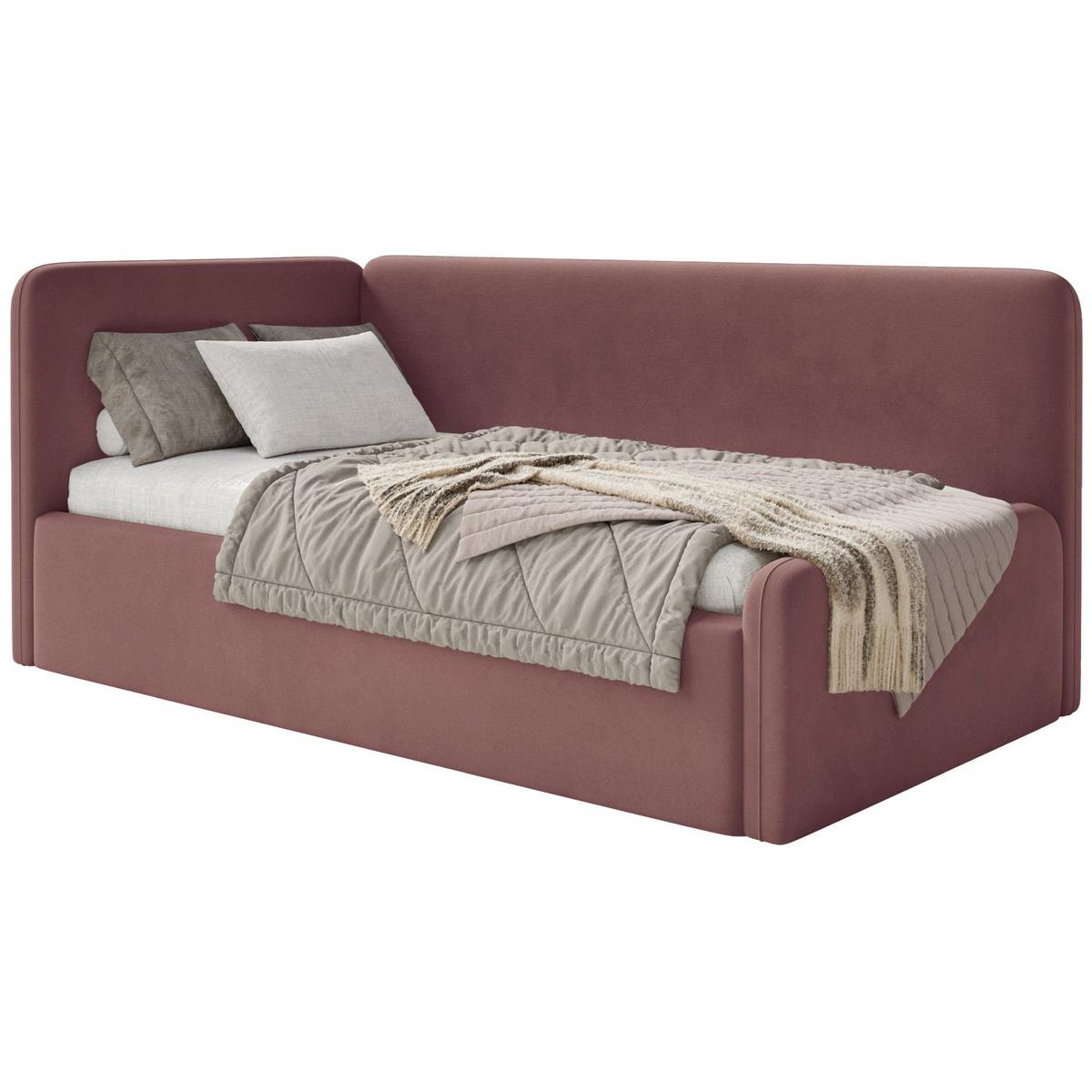 JUGENDBETT Fanko Samt Rosa 90x200 cm - Pink/Schwarz, Kunststoff/Textil (90/200cm) - Selsey