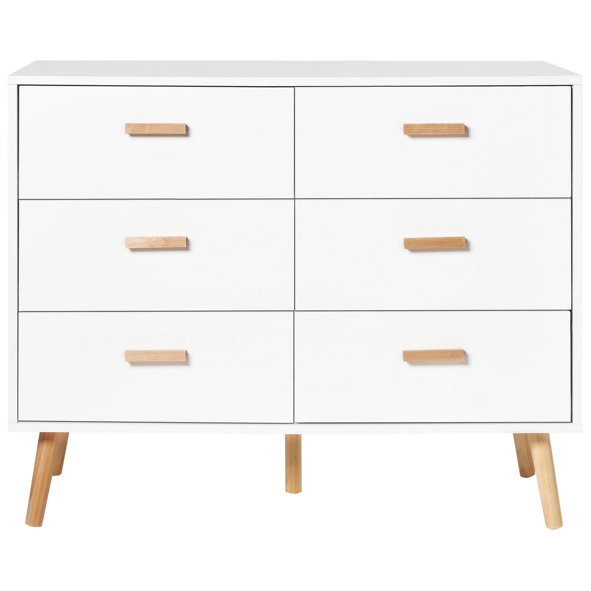KOMMODE mit 6 Schubladen Weiß Newark - Weiß, Holzwerkstoff (100/80/39cm) - Beliani