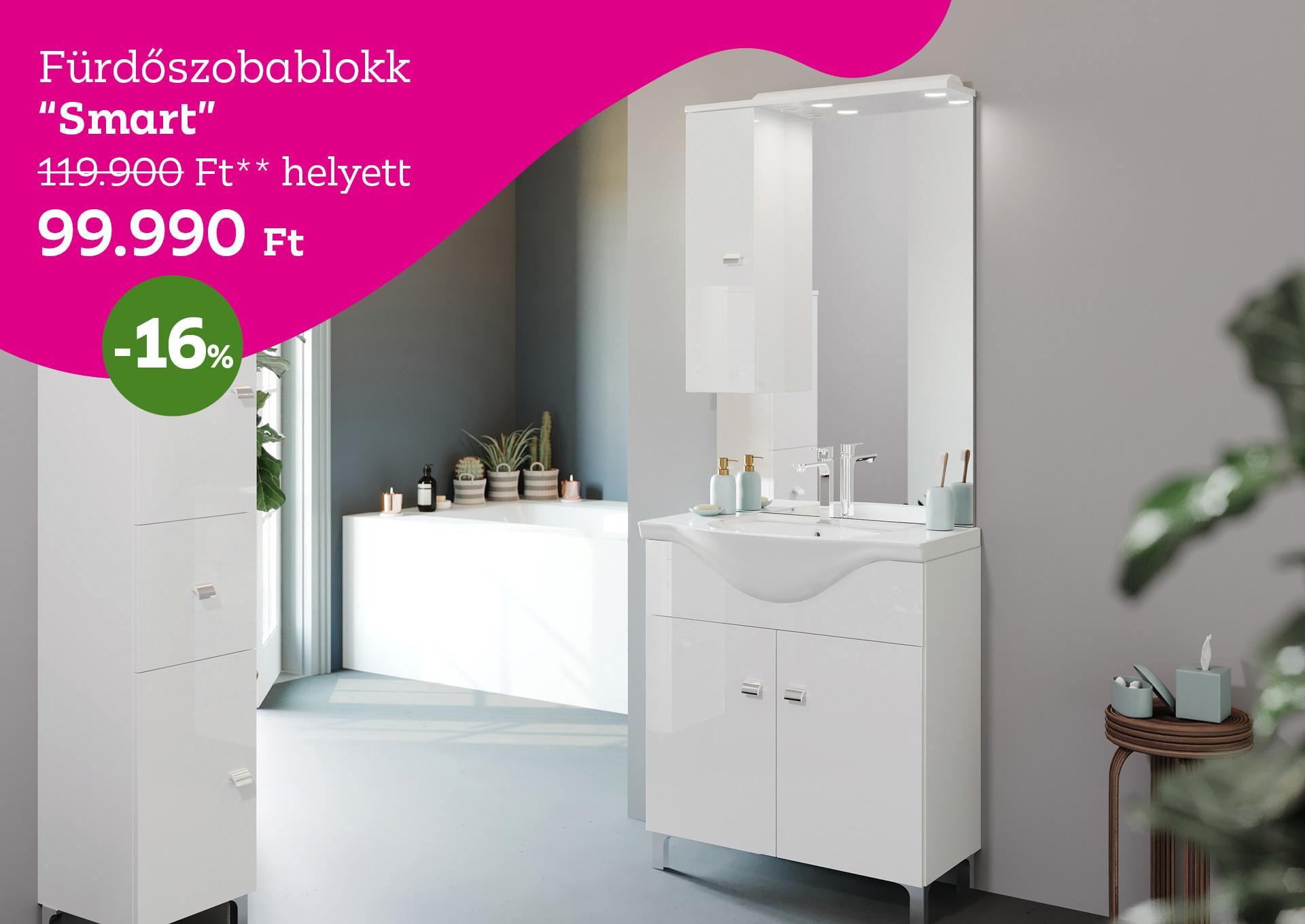 Fürdőszobablokk Smart 119900 Forint helyett 99990 Forint, kedvezmény mértéke 16%
