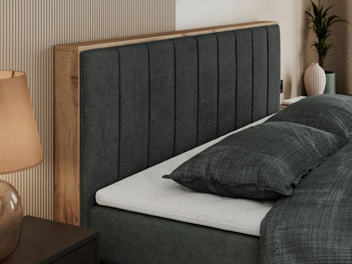 BOXSPRINGBETT BELLISSIMO KING 140/200 Dunkelgrau Struktur - H3 - Dunkelgrau, Holz/Textil (140/200cm) - MKS