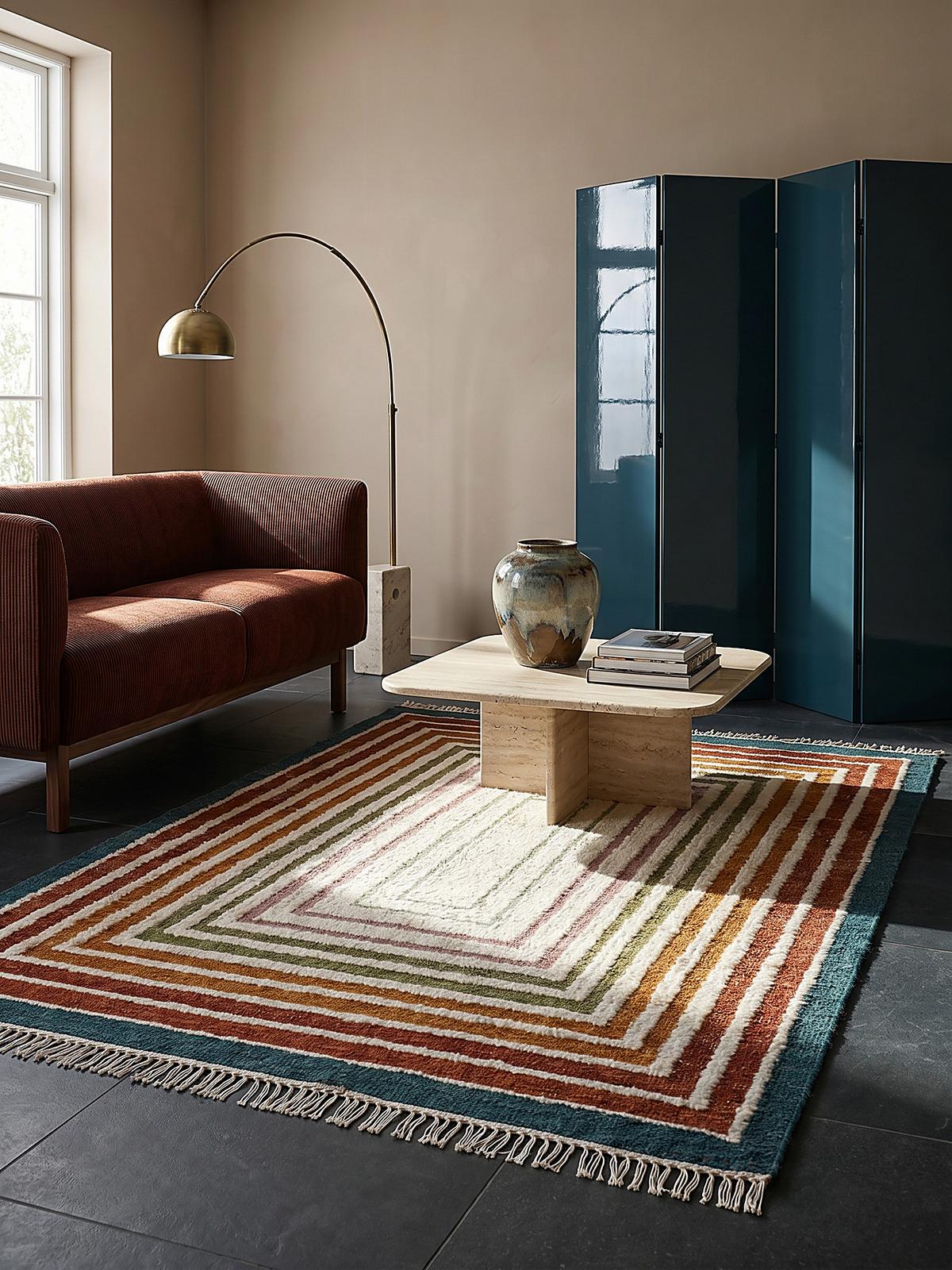 WOLLTEPPICH handgewebt FROND, geometrisch, Bunt, 140 x 200 cm - Multicolor, Textil (200/140cm) - KADIMA DESIGN