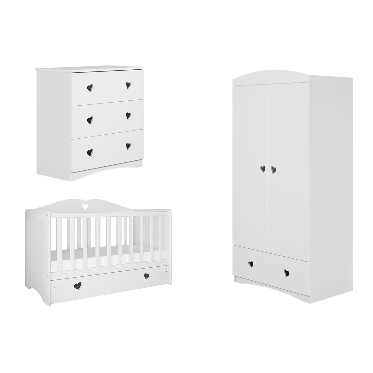 BABYZIMMER 3-teilig Weiß - Weiß, Holzwerkstoff (66/103/124cm) - Petits-meubles