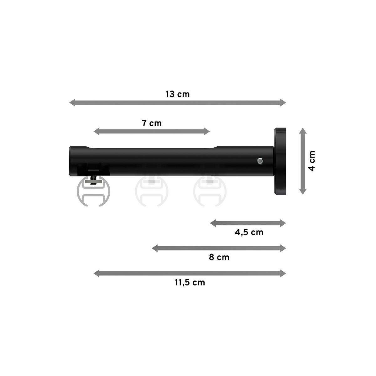 GARDINENSTANGE INNENLAUF Siteno Luino 100 cm, 1-läufig, 20 mm Ø Schwarz - Schwarz, Metall (100cm) - INTERDECO