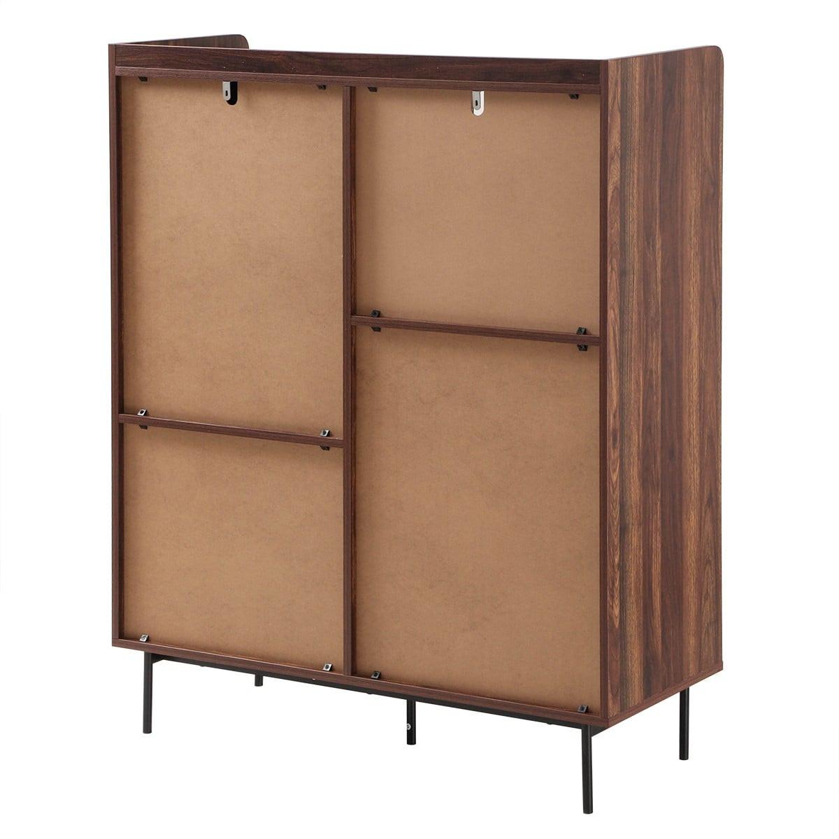 HIGHBOARD 2 Türen 2 Schubladen aus Textil und Walnuss-Dekor 120/40/80 cm - Nussbaumfarben, Holzwerkstoff (39.5/120/47cm) - Calicosy