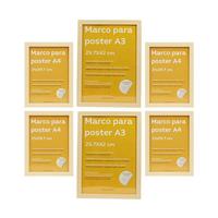 RAHMEN Set mit 6 aus MDF und Acrylglas Schutz und Aussteller für Fotografien, Bilder, Poster, Gemälde, Dekoration für Haus Farbe Hellholz A3 & A4 - Beige, Holz (29.7/3cm) - Nacnic