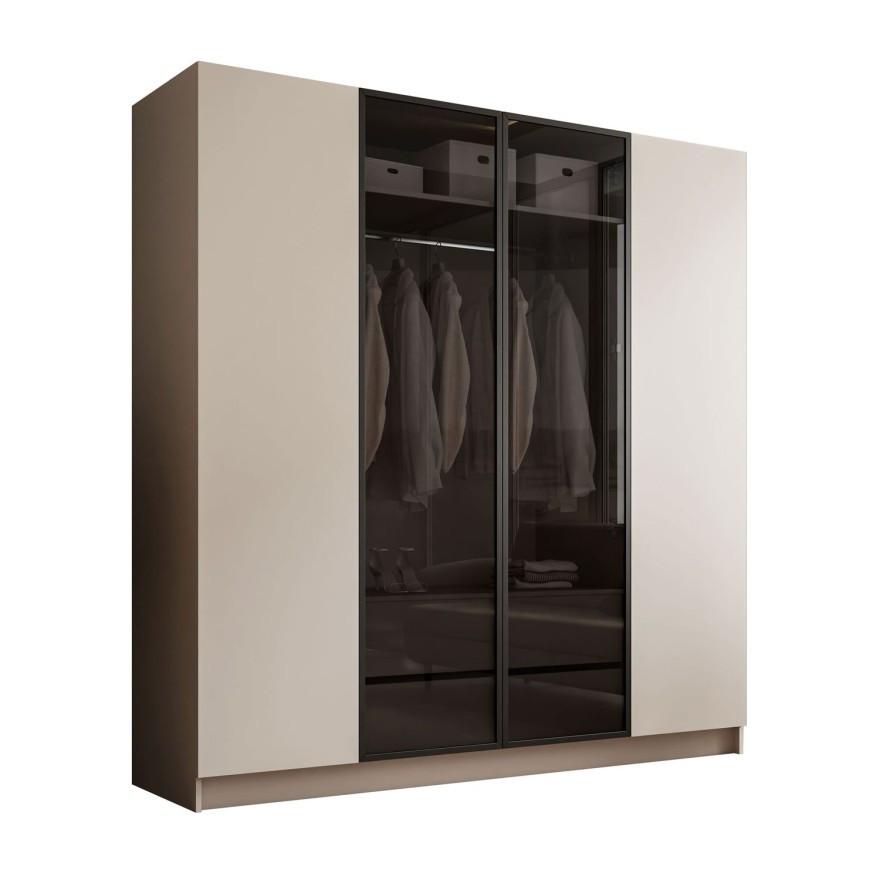 VIERTÜRIGER Schrank ATRIUM mit Glasfront - Kaschmir, Holzwerkstoff (200/210/57cm) - Lookway