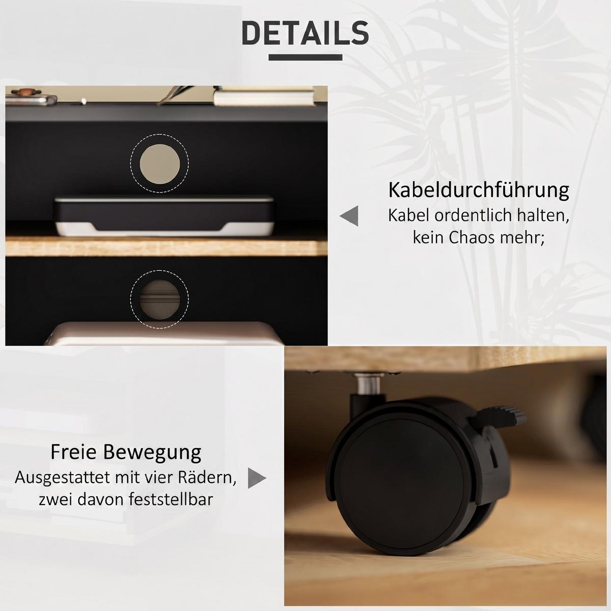 TV-BOARD Spanplatte Schwarz Eiche - Schwarz, Holzwerkstoff (45/39/80cm) - HOMCOM