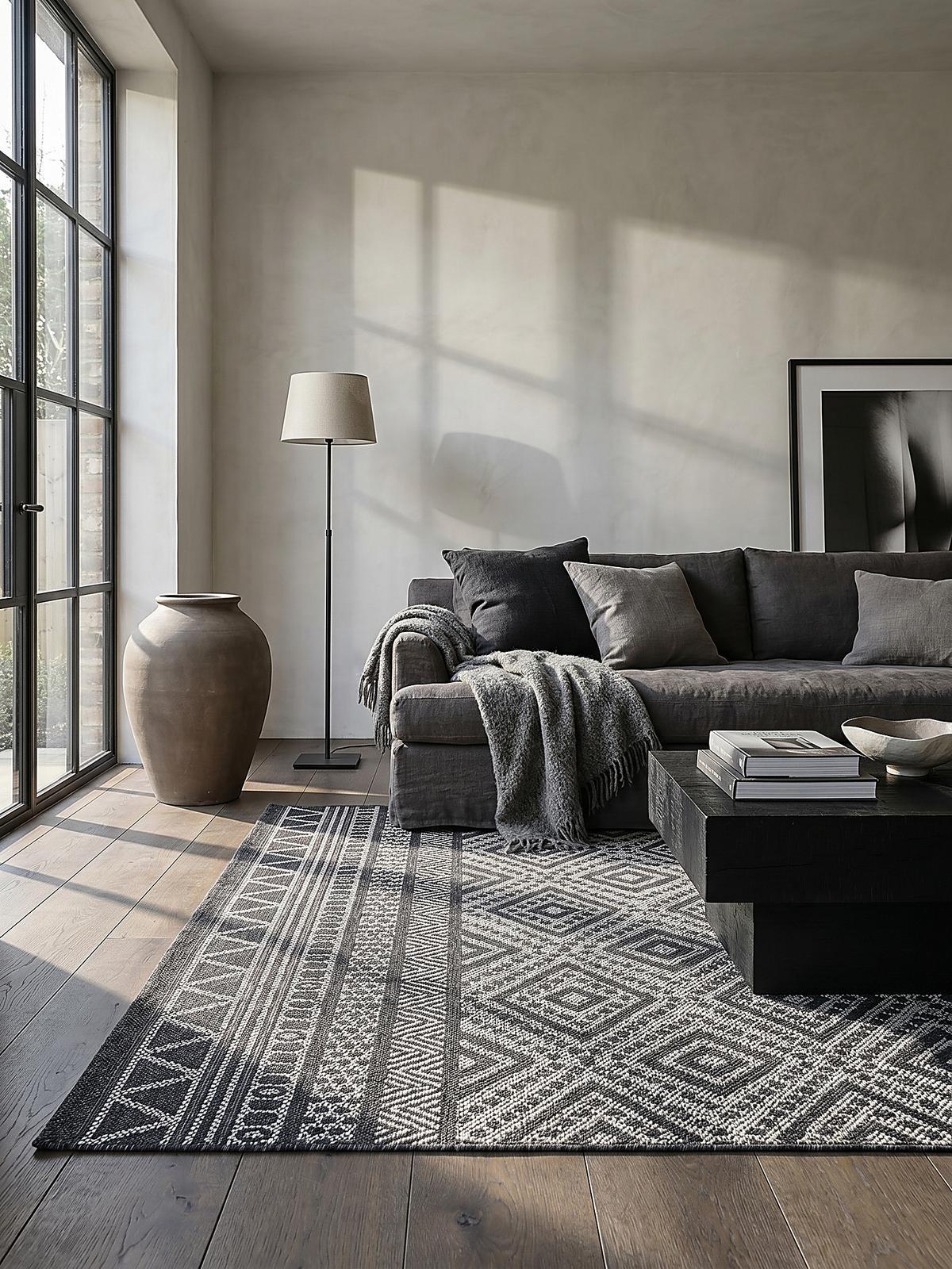 FLACHWEBTEPPICH Berber ESERA Polypropylen Anthrazit 160 x 220 cm - Anthrazit, Textil (160/220cm) - KADIMA DESIGN