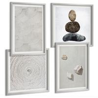 BILDER SET 4er Set - 50x50 cm & 40x60 cm Silberner Rahmen - Sandsteine moderne Farbe - Silberfarben, Kunststoff (50/50cm) - TULUP