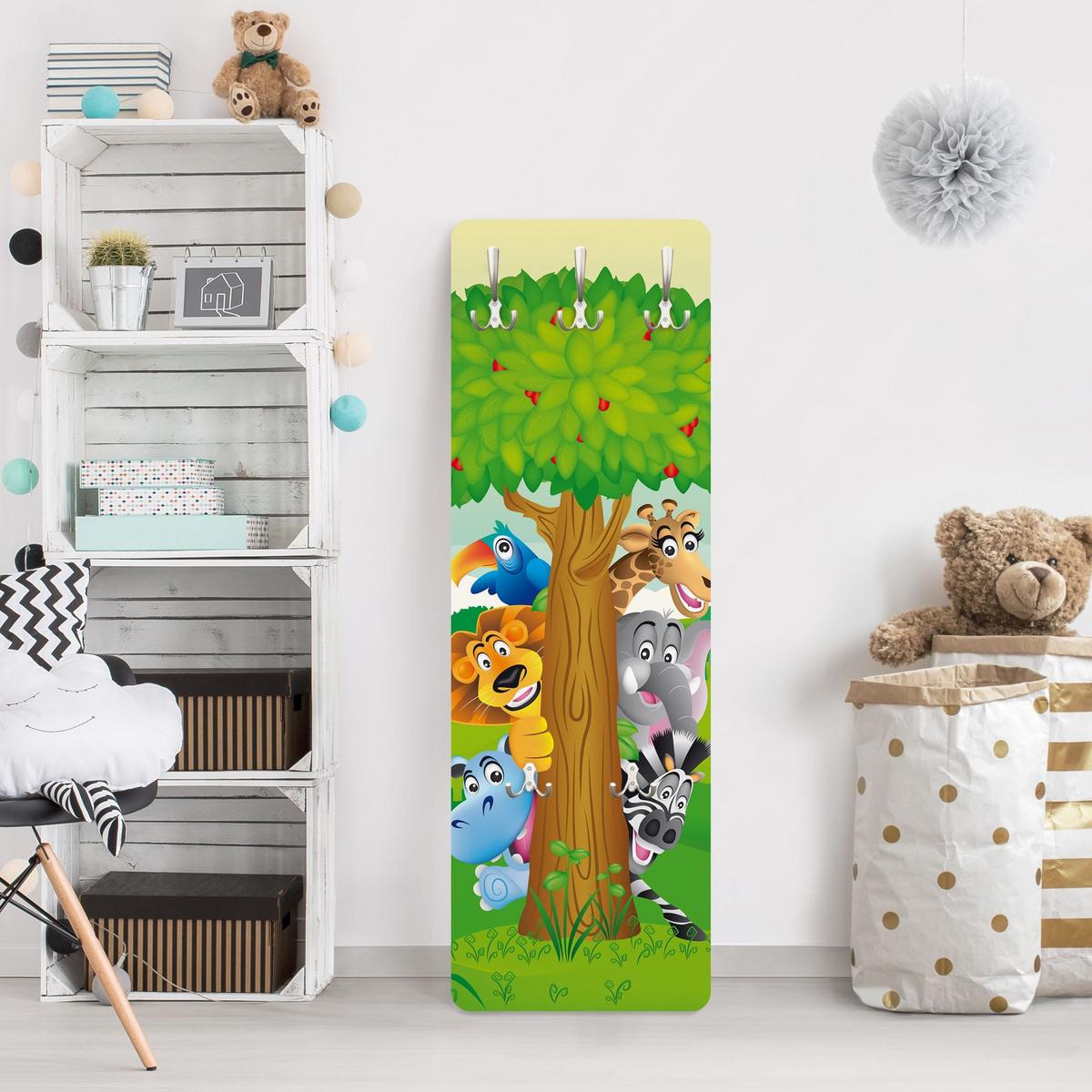 WANDGARDEROBE - No.BF1 Dschungeltiere 34/105 cm - Multicolor, Holzwerkstoff (34/105/1.6cm) - Bilderwelten